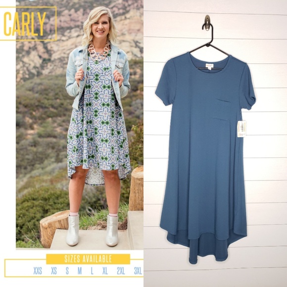 Nwt Lularoe Carly Blue Hilo Dress Size 
